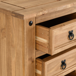 Seconique Corona 5 Drawer Distressed Waxed Pine Narrow Chest of Drawers - Brown - Wilko - thumbnail 6