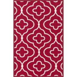 Desire Rugs Havana Red Quatrefoil Anti Slip Door Mat 120 x 67cm - Size: 67 x 120cm - Wilko - thumbnail 1