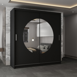 Sliding Wardrobes 4U Moon 2 Door Black Wide Mirrored Wardrobe 203cm - Wilko - thumbnail 6