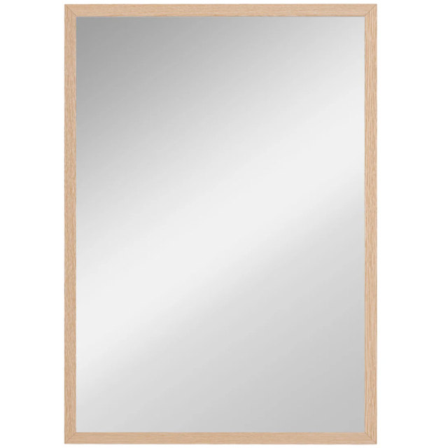 Portland Rectangular Wall Bathroom Mirror 70 x 50cm - Size: 70 x 2 x 50cm - Natural wood finish - Wilko - image 1