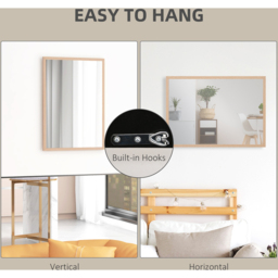 Portland Rectangular Wall Bathroom Mirror 70 x 50cm - Size: 70 x 2 x 50cm - Natural wood finish - Wilko - thumbnail 7