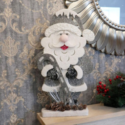 Shatchi Glitter Foam Santa Figurine Christmas Decoration 72cm - Size: 72 x 32 x 3.2cm - White - Wilko - thumbnail 4
