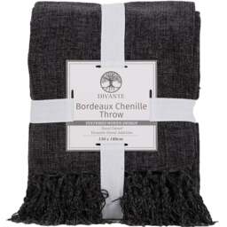 Divante Charcoal Bordeaux Chenille Throw 130 x 180cm - Wilko