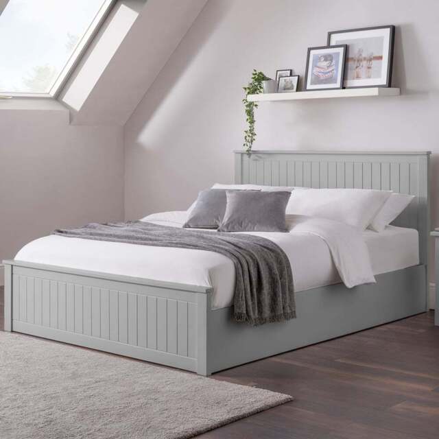 Julian Bowen Maine Double Dove Grey Ottoman Bed - Wilko - image 1