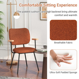 Costway Set of 2 Orange Linen Dining Chair - Wilko - thumbnail 6