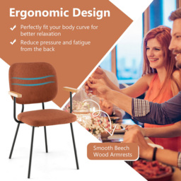 Costway Set of 2 Orange Linen Dining Chair - Wilko - thumbnail 7