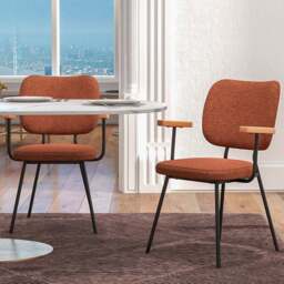 Costway Set of 2 Orange Linen Dining Chair - Wilko - thumbnail 1