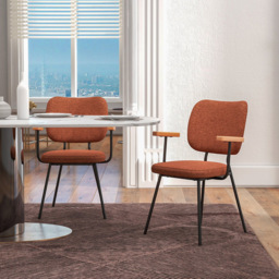 Costway Set of 2 Orange Linen Dining Chair - Wilko - thumbnail 5
