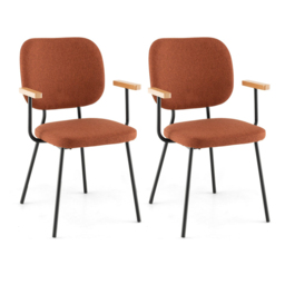 Costway Set of 2 Orange Linen Dining Chair - Wilko - thumbnail 3