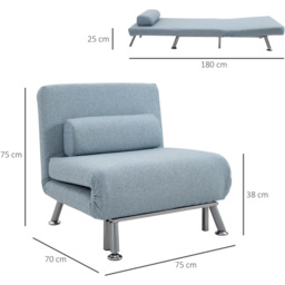 Portland Single Seater Light Blue Foldable Sofa Bed - Wilko - thumbnail 7