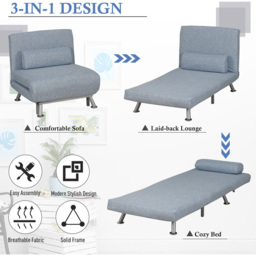 Portland Single Seater Light Blue Foldable Sofa Bed - Wilko - thumbnail 5