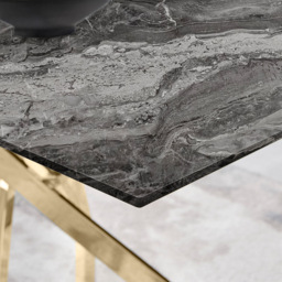 Furniturebox Tavalo 6 Seater Glass Dining Table Marble Effect and Gold - Grey - Wilko - thumbnail 4