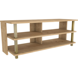 Decorotika Pueblo 4 Open Shelf Gold and Oak Wide TV Unit - Size: 47 x 120 x 45cm - Multi - Wilko - thumbnail 3