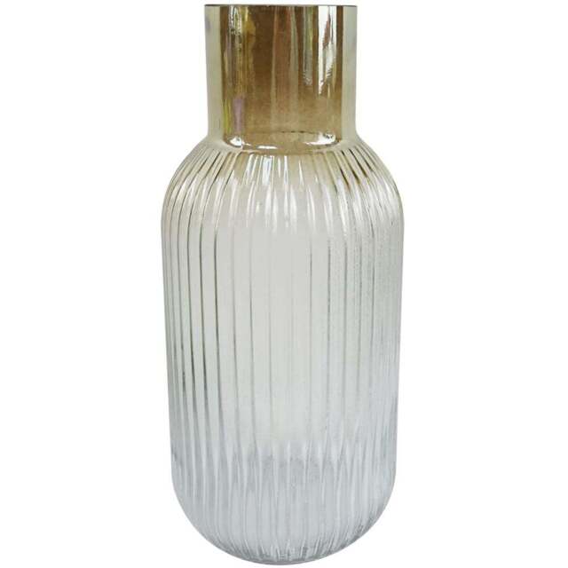 Botanik Ombre Ridged Glass Vase 34cm - Size: 34 x 16 x 16cm - Brown - Wilko - image 1