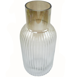 Botanik Ombre Ridged Glass Vase 34cm - Size: 34 x 16 x 16cm - Brown - Wilko - thumbnail 4