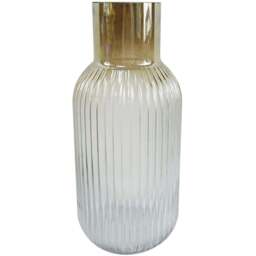 Botanik Ombre Ridged Glass Vase 34cm - Size: 34 x 16 x 16cm - Brown - Wilko