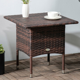 Outsunny Mixed Brown Rattan Side Table - Size: 50 x 50 x 47cm - Wilko