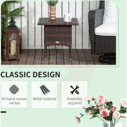 Outsunny Mixed Brown Rattan Side Table - Size: 50 x 50 x 47cm - Wilko - thumbnail 5