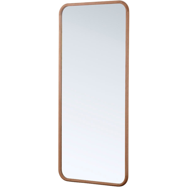 Yearn Curved Corner Solid Oak Framed Full Length Mirror 180 x 80cm - Brown - Wilko - image 1