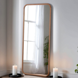 Yearn Curved Corner Solid Oak Framed Full Length Mirror 180 x 80cm - Brown - Wilko - thumbnail 3