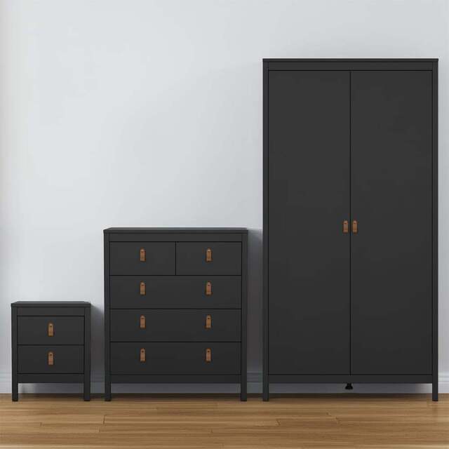 Florence Barcelona Matt Black 3 Piece Bedroom Furniture Set - Furniture To Go - Wilko - image 1