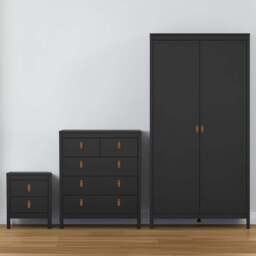 Florence Barcelona Matt Black 3 Piece Bedroom Furniture Set - Furniture To Go - Wilko - thumbnail 1