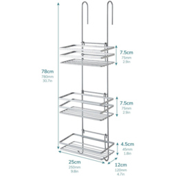 House of Home 3 Tier Silver Hanging Bathroom Caddy - Wilko - thumbnail 5