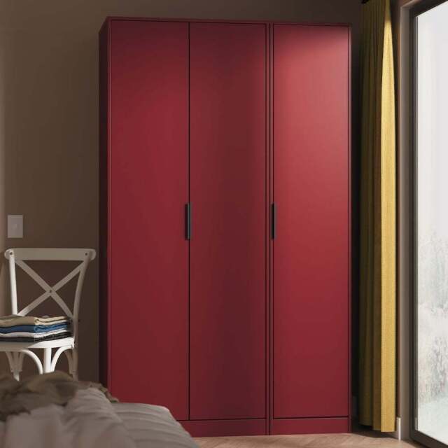 Crowndale Hong Kong 3 Door Red Matt Tall Wardrobe Ready Assembled - Wilko - image 1