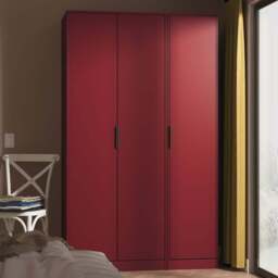 Crowndale Hong Kong 3 Door Red Matt Tall Wardrobe Ready Assembled - Wilko