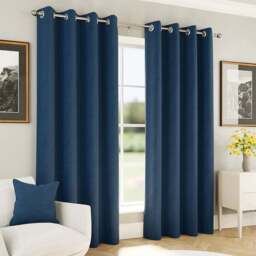 Enhanced Living Navy Herringbone Blackout Eyelet Thermal Curtains 168 x 137cm - Size: W 168 x D 137cm - Blue - Wilko