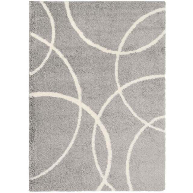 Homemaker Grey and Ivory Bubbles Snug Shaggy Rug 120 x 170cm - Multi - Wilko - image 1