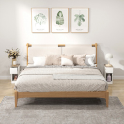Portland Single Shelf White Bedside Table Set of 2 - Wilko - thumbnail 6
