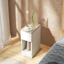 Portland Single Shelf White Bedside Table Set of 2 - Wilko - thumbnail 4