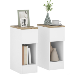 Portland Single Shelf White Bedside Table Set of 2 - Wilko - thumbnail 3