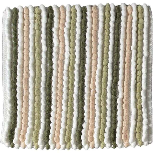 Allure Bath Fashions Green Striped Chunky Bobble Square Bath Mat - Size: 50 x 50cm - Wilko - image 1