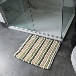 Allure Bath Fashions Green Striped Chunky Bobble Square Bath Mat - Size: 50 x 50cm - Wilko - thumbnail 3
