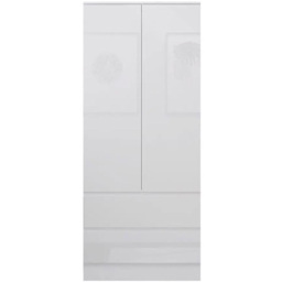 FWStyle Stora 2 Door 2 Drawer White Gloss Wardrobe - Size: 2 Door, 2 Drawer - Wilko - thumbnail 3