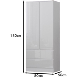 FWStyle Stora 2 Door 2 Drawer White Gloss Wardrobe - Size: 2 Door, 2 Drawer - Wilko - thumbnail 7