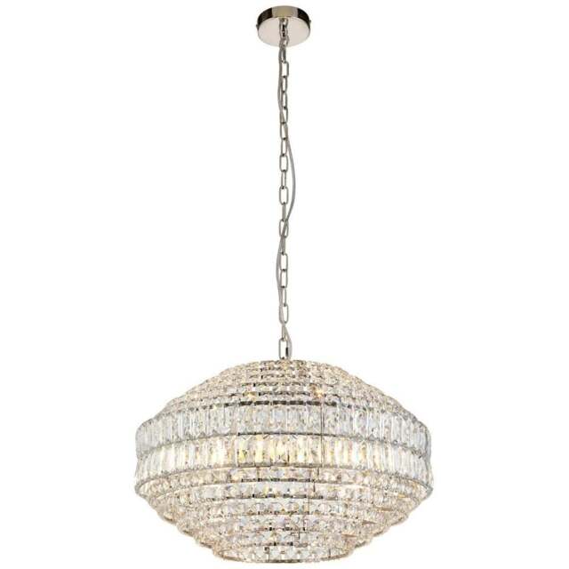 Merano Aversa Crystal Glass Clear and Bright Nickel Pendant Ceiling Light - Size: 49 x 49 x 182cm - Wilko - image 1