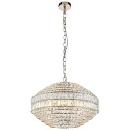 Merano Aversa Crystal Glass Clear and Bright Nickel Pendant Ceiling Light - Size: 49 x 49 x 182cm - Wilko - thumbnail 1