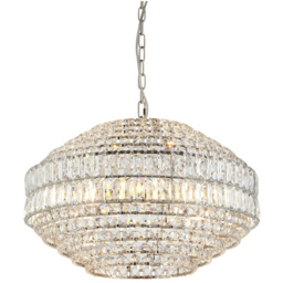 Merano Aversa Crystal Glass Clear and Bright Nickel Pendant Ceiling Light - Size: 49 x 49 x 182cm - Wilko - thumbnail 4