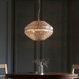 Merano Aversa Crystal Glass Clear and Bright Nickel Pendant Ceiling Light - Size: 49 x 49 x 182cm - Wilko - thumbnail 3