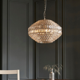Merano Aversa Crystal Glass Clear and Bright Nickel Pendant Ceiling Light - Size: 49 x 49 x 182cm - Wilko - thumbnail 7