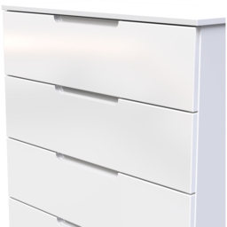 Crowndale Milan 5 Drawer White Gloss and White Chest of Drawers Ready Assembled - White Gloss & White - Wilko - thumbnail 6