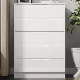 Crowndale Milan 5 Drawer White Gloss and White Chest of Drawers Ready Assembled - White Gloss & White - Wilko - thumbnail 1