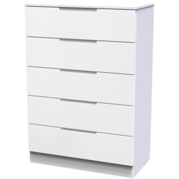 Crowndale Milan 5 Drawer White Gloss and White Chest of Drawers Ready Assembled - White Gloss & White - Wilko - thumbnail 5