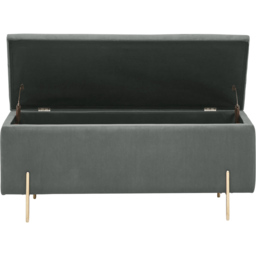 GFW Mystica Grey Velvet Ottoman Storage Bench - Size: 37 x 98 x 43cm - Wilko - thumbnail 6