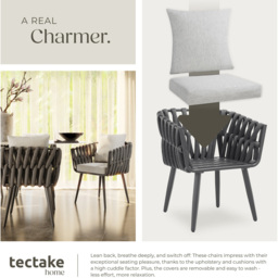 tectake Set of 2 Anthracite Lugano Chair - Size: 73 x 61 x 60cm - Grey - Wilko - thumbnail 7