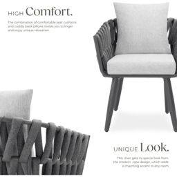 tectake Set of 2 Anthracite Lugano Chair - Size: 73 x 61 x 60cm - Grey - Wilko - thumbnail 4