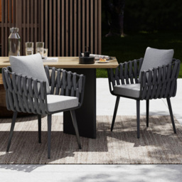 tectake Set of 2 Anthracite Lugano Chair - Size: 73 x 61 x 60cm - Grey - Wilko - thumbnail 1